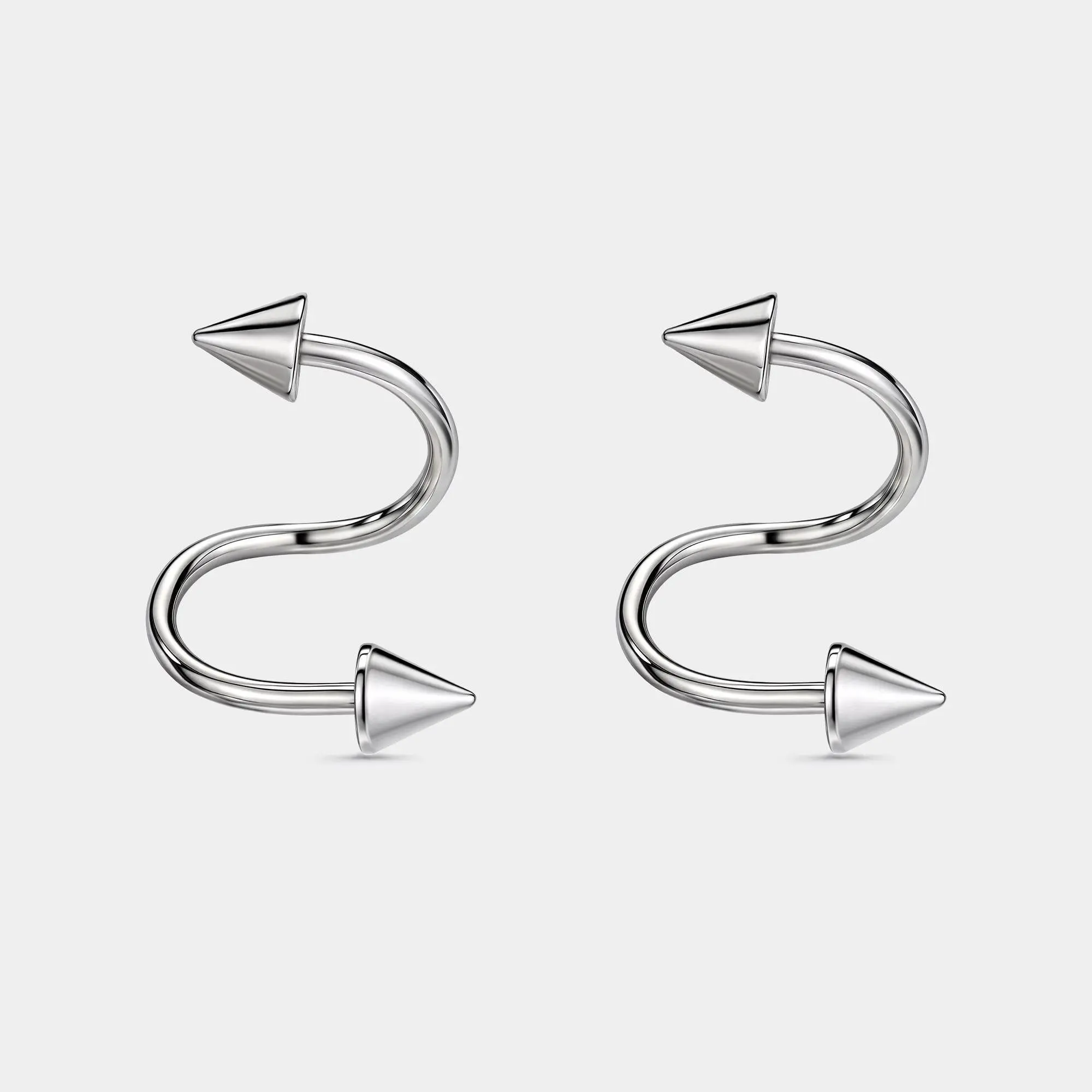 2PCS 16G Spiral Cartilage Spike Ends Hoop Cartilage Ring