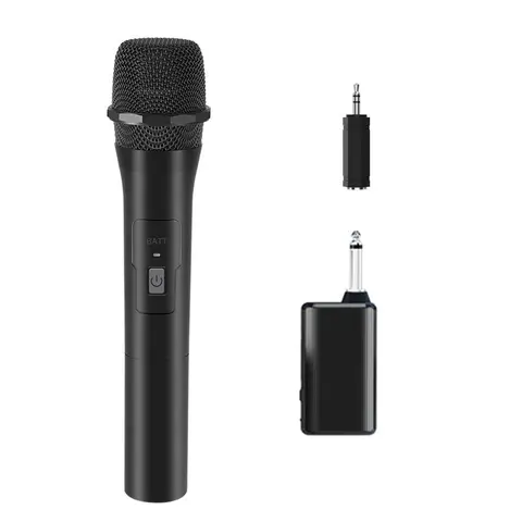 2.4G Wireless Portable Microphone with Receiver for Speaker, Amplifier & Home Theater, Plug and Play Auto Pairing, Anti-Howling, 20M Range, AA Battery Powered, Dynamic Mic, for Karaoke, Stage & Conference