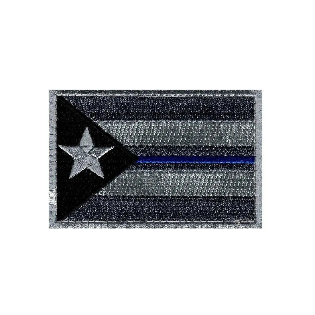 Puerto Rico Flag Police Thin Blue Line Patch [3.0 x 2.0 - “Hook” Fastener -MTP1]