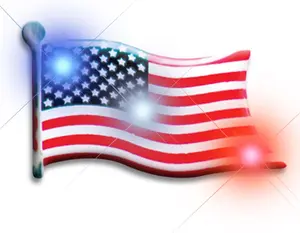 Light Up Patriotic American Flag Flashing Blinking LED Body Light Lapel Pins (Set of 5)