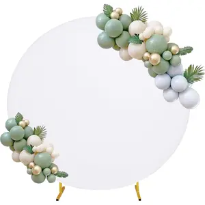 7.2FT Round Spandex Fitted Wedding Arch Cover for Circle Arch Stand, Thick Spandex Round Arch Backdrop Cover for Wedding Birthday Baby Bridal Shower(White)