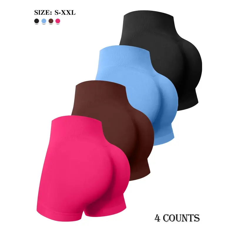 MORELECT Women's 4-Pack High Waist Seamless Shaping Panties - 4 pcs-multicolor-a, Tummy Control, Butt Lifting, Cool Dry, Fashion Breathable Underwear, Skin Friendly, Elasticity Panties, No Show Stretchy Boy Shorts for Yoga & Lounging
