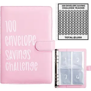 100 Envelope Challenge Binder, Easy and Fun Way to Save Savings Challenges Budget Book Binder with Cash Envelopes for Office,Home,School