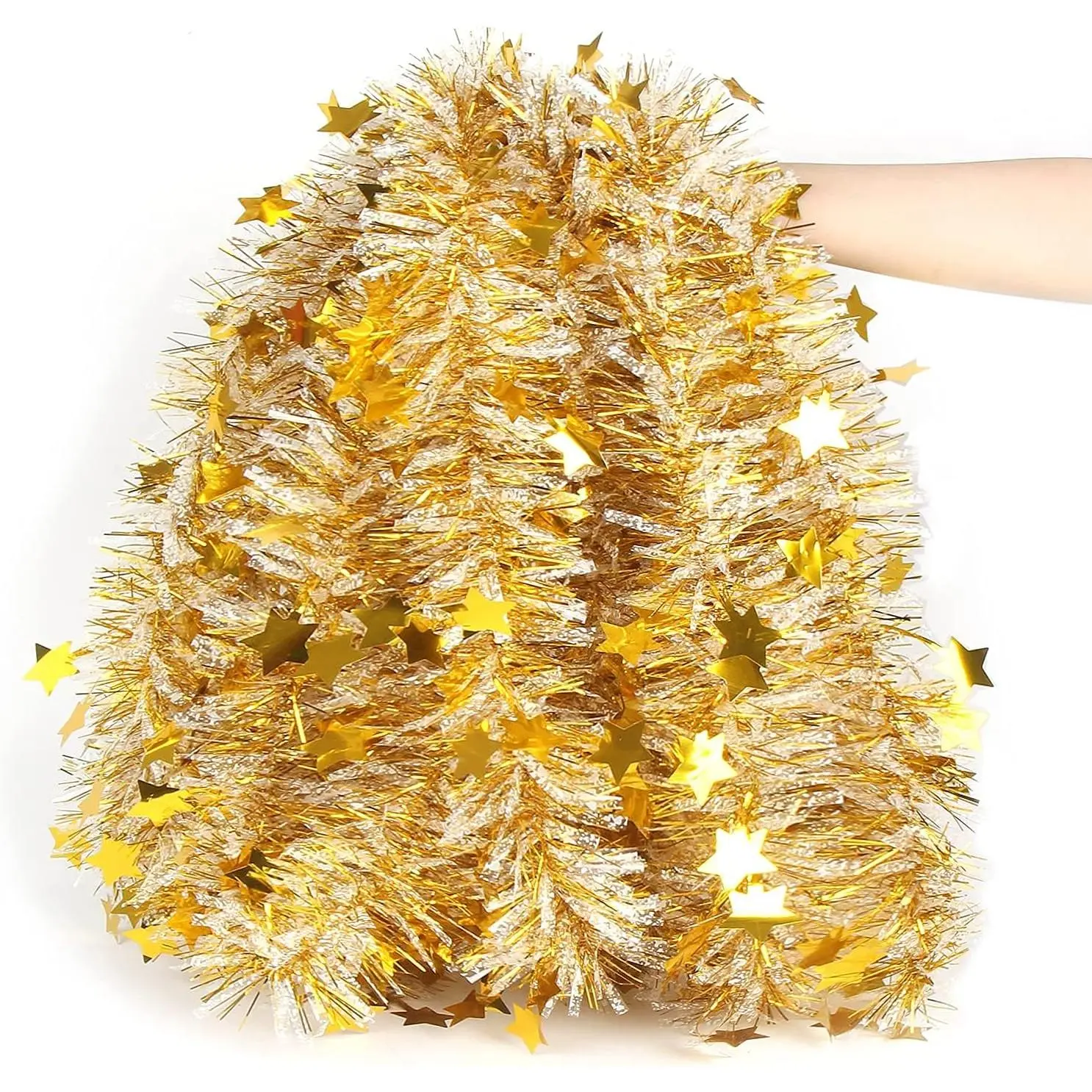 Synthetic White Christmas Tinsel Garland, 32.8 Ft Lightweight Festive Accessory for Christmas Tree, Wreath Making, Front Door Decor, Windows, Indoor or Outdoor Party Decor (Home & Festive Supplies)