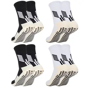 4 Pairs Non-Slip Football Socks, Anti Blister Athletic Grip Socks for Soccer Rugby Basketball, Breathable Sports Socks for Men Women Teenagers, Fashion Accessories