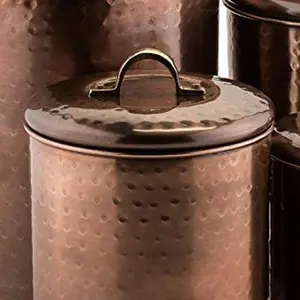 212 MAIN Vintage Hammered Antique Copper-Stainless Steel 1.5qt Coffee Container, Kitchen Canister for Coffee Storage Organization