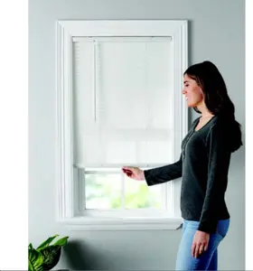 1" Cordless Vinyl Light Filtering Mini Blinds, White, 30x64