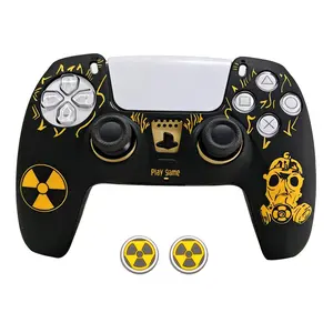 Ps5 Robot Pattern Smooth Surface Controller, Washable with Two Joystick Caps + Robot Stickers, Ideal Gift for Boys, Durable Design