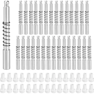 30 Pack Window Screen Plunger Latches 5/32" x 1-1/2" Plunger Retainer Pins for Aluminum Window Screens with Cap and Spring Screen Plunger Latch Clips Replacement Parts White