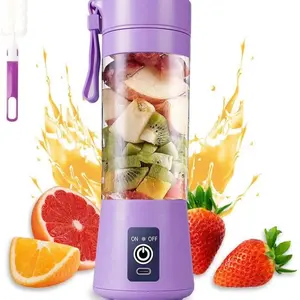 Portable Blender USB Rechargeable Juicer Cup with Six Blades Smoothies Mixer Fruit Machine 380Ml Water Bottle for Sports Travel Outdoors