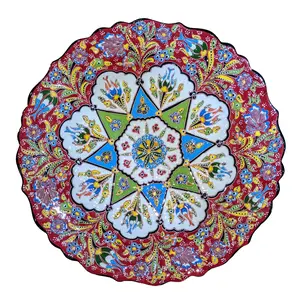 Hand-Painted Ceramic Plate – Mandala Floral Design | Textured 3D Art | Handcrafted by Emir Gini