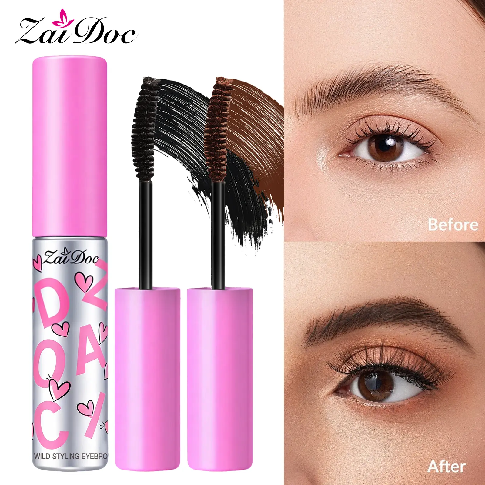 Zaidoc Two-Tone Eyebrow Tint , A Long-Lasting, Waterproof, and Sweat-Resistant,Hair Color Kit