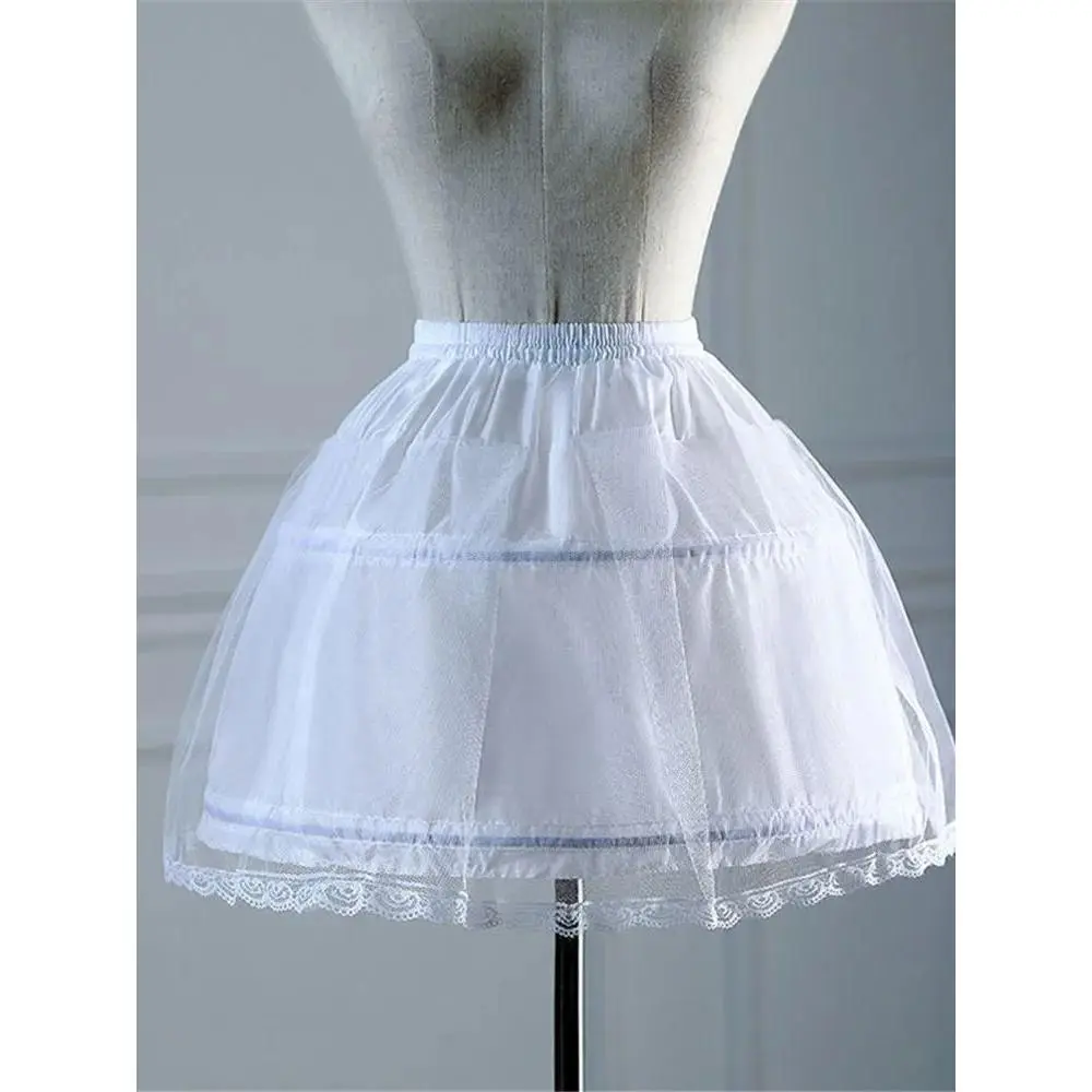 Girls Crinoline Petticoat With Hoop Children Under Skirt Short White Underskirt A-line Ball Gown Child Petticoats