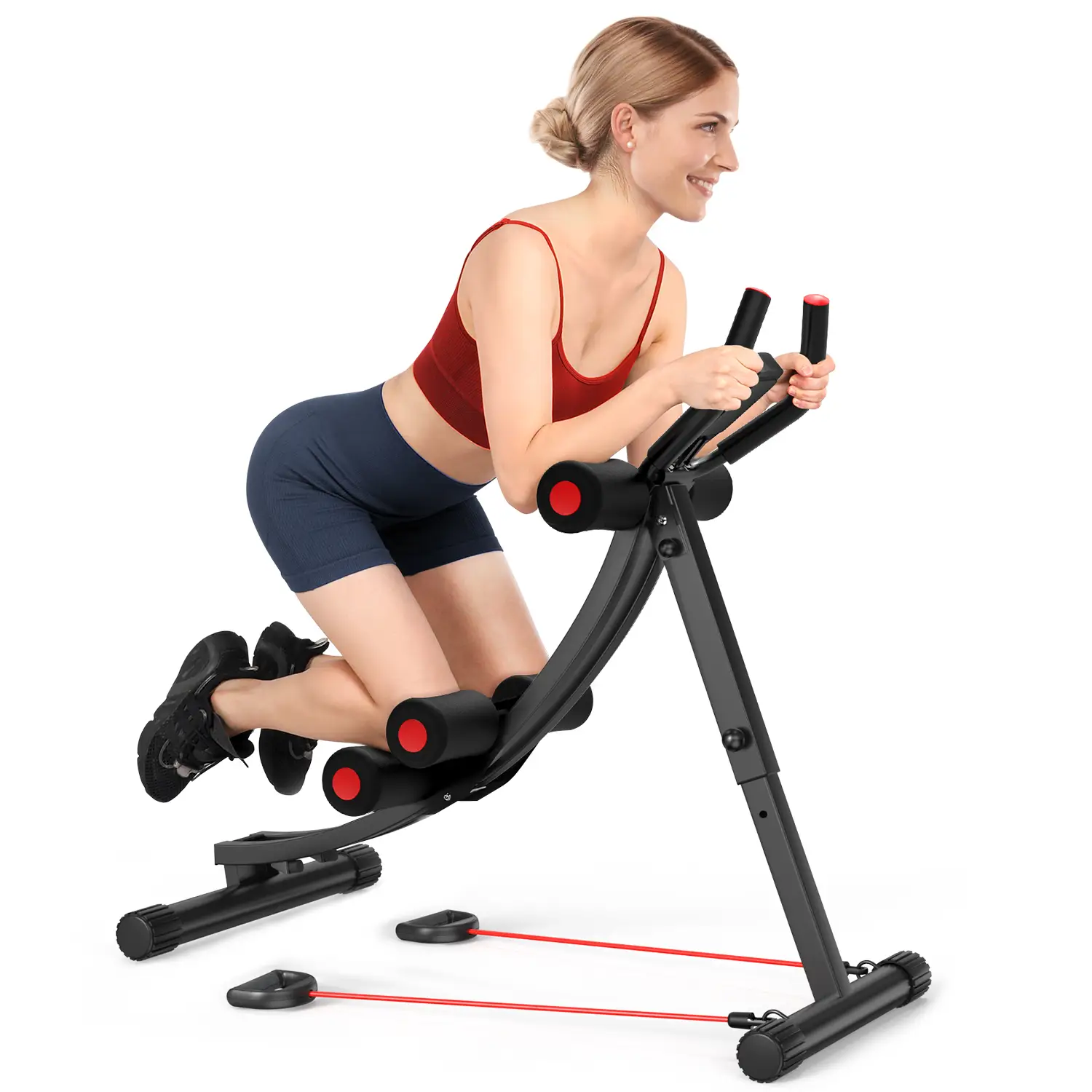 Ab Machine with Elastic Band for Home Workout, Foldable Ab Workout Equipment, Maquina Para Hacer Ejercicio en Casa Core Exercise Equipment for Home Gy