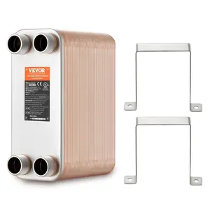 VEVOR Heat Exchanger, TikTokShopBlackFriday, 5"x 12" 80 Plates Brazed Plate Heat Exchanger, Copper/316L Stainless Steel Water To Water Heat Exchanger For Floor Heating, Water Heating, Snow Melting, Beer Cooling