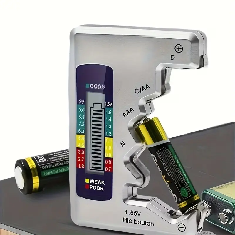 Battery Tester Universal Battery Checker with LCD Display Digital Multi Purpose Small Battery Checker for All Battery C AA AAA D N 9V 6F22 1.5V Button Cell Batteries Voltage Tester Battery Voltage Detector