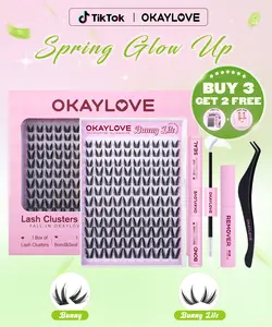 OKAYLOVE Bunny | Bunny Lite Lash Clusters Kit Mang Okaylovelashes Extension Kit  Lightweight Eyelashes Clusters with Waterproof Long-lasting Lash Bond and Seal,Tweezers and Remover for DIY Eyelash at Home Easily, Natural Makeup Girl Gifts