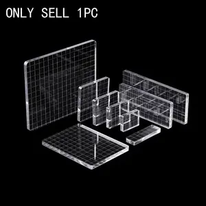 Different Sizes Clear Acrylic Stamp Blocks Kit for DIY Scrapbooking Photo Album Decor Stamping Block with Grid Lines
