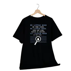 99 Little Bugs in The Code T-Shirt - Funny Tshirt T-Shirt, Men'S And Women'S Four Seasons Casual Round Neck Outdoor Short-Sleeved T-Shirt, Christmas T-Shirt, Mens T Shirt, Slightly Elastic, 100%, S-XXXL