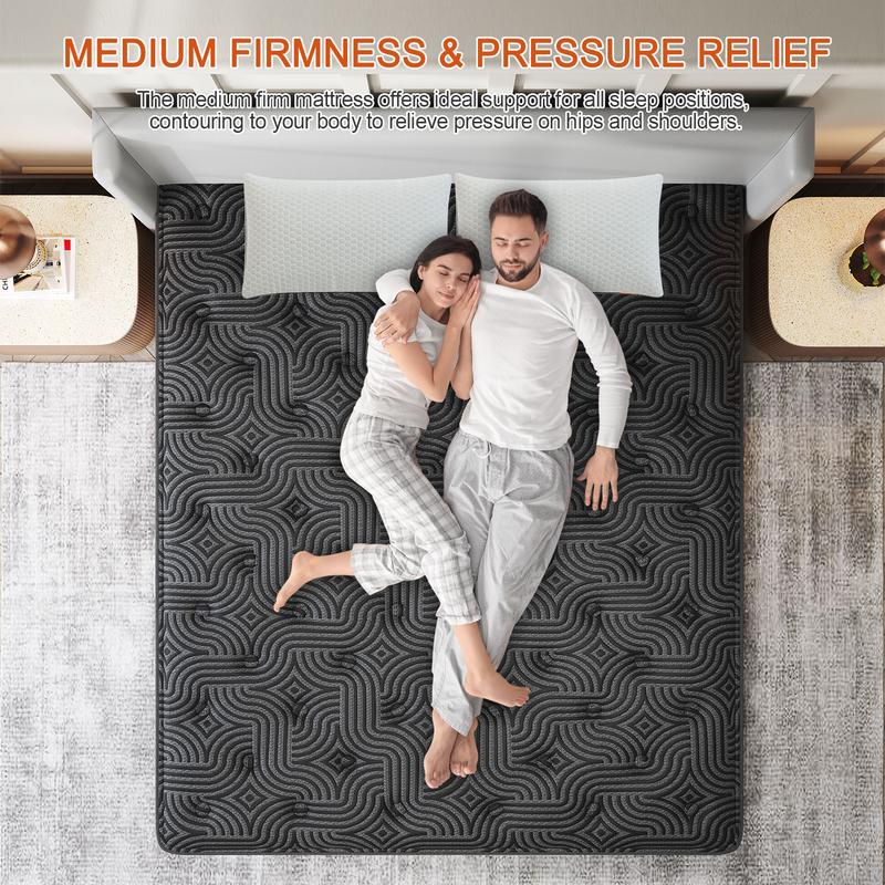 9"12"14" Gel Memory Foam Hybrid Pocket Spring Twin Full Queen King Mattress In A Box, Euro Top Mattresses Medium Firm For Motion Isolation, Edge Support