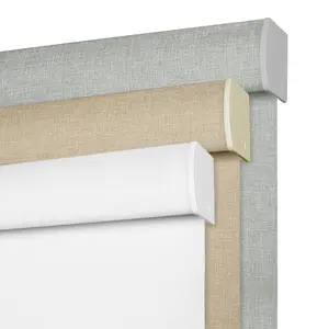 BERISSA Cordless Blackout Roller Shades for Windows,Free-Stop Linen Fabric Windows Blinds with Cassette Valance,Thermal Insulated UV Protection Roller Blinds for Home Office.White/Grey/Fifter White.