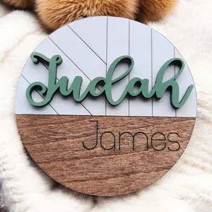 Nursery Name 3D Sign | Personalized Red Mahogany Birch Wood Baby Sign | Modern Name Plaque for nursery decor