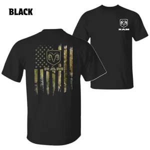 RAM American Flag T-Shirt – American Flag Graphic, Perfect Gift for Truck Lovers and Dodge RAM Fans, Men's Cotton Tee
