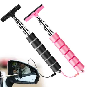 2PCS Retractable Car Rearview Mirror Wiper – Pink & Black – Clear Rain in Seconds, Pocket-Sized, 21-98cm Extendable Car Essentials