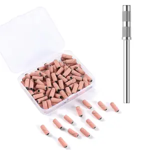 100pcs Small Nail Sanding Bands for Nail Drill,3.1mm Mini Nail Sanding Mandrel Bits 120 Grit Medium Nail File Bits for Acrylic Nails Gel Manicure Pedicure Nail Prep Salon Supplies,Pink