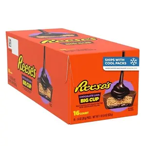 REESE'S Big Cup Chocolate Lava Milk Chocolate Peanut Butter Cups, Candy Packs, 1.4 oz (16 Count)