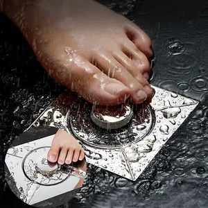 Universal Bathroom Drain with Drain Cover, Safety, Rounded Edges Design, Anti-Clogging Feature, Quick Water Discharge, Ideal for Renovation & New Installations