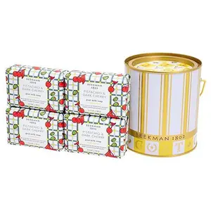Beekman 1802 Goat Milk 4pc Pistachio Dark Cherry Soap Pail Gift Set