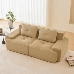 Eyisean 82" Corduroy Boneless Loveseat Couch, Modern 2-Seater Modular Sectional Sofa with Tufted Design & Memory Foam, No Assembly Required, Comfy Deep Seat Cloud Couch for Living Room, Bedroom, Apartment
