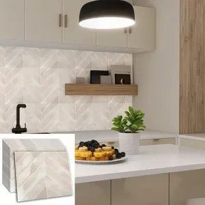 3D Mosaic Self-adhesive Wall Sticker, Waterproof Heat Insulation Decorative Sticker, Easy to Clean Wallpaper, Peel and Stick Wallpaper Designs for Kitchen, Bathroom, Living Room, Dining Room