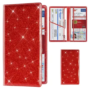 Portable Car Registration Card Holder, 1 Count Glitter Car License Document Holder, Vehicle License Document Organizer, Universal Car Interior Accessories, Card Protector