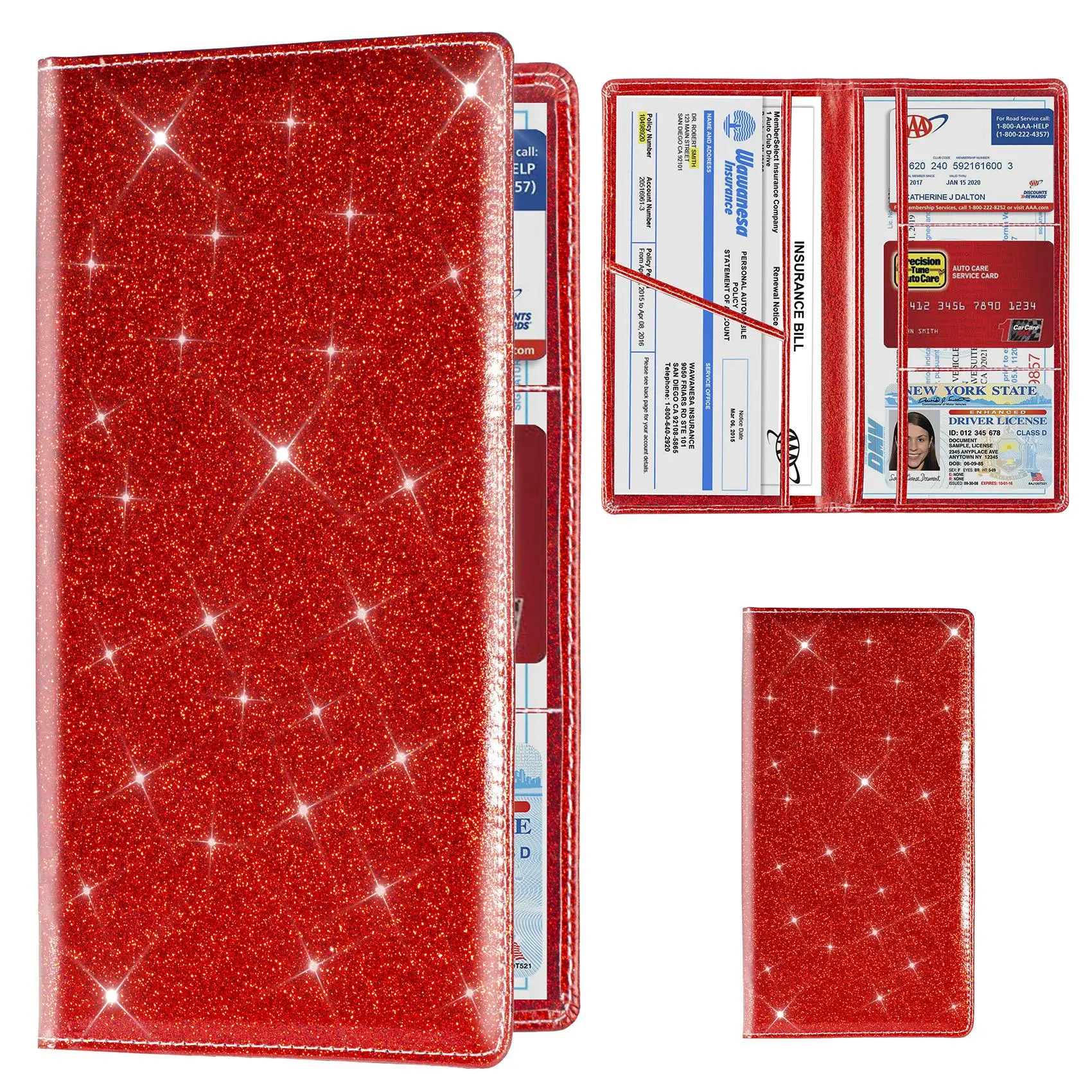 Portable Car Registration Card Holder, 1 Count Glitter Car License Document Holder, Vehicle License Document Organizer, Universal Car Interior Accesso