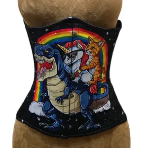 Fun Print Galaxy Unicorn, Dino & Cat Corset | 28" Waist Goal | 13" Length Shapewear Womenswear Adjustable Tops Compression
