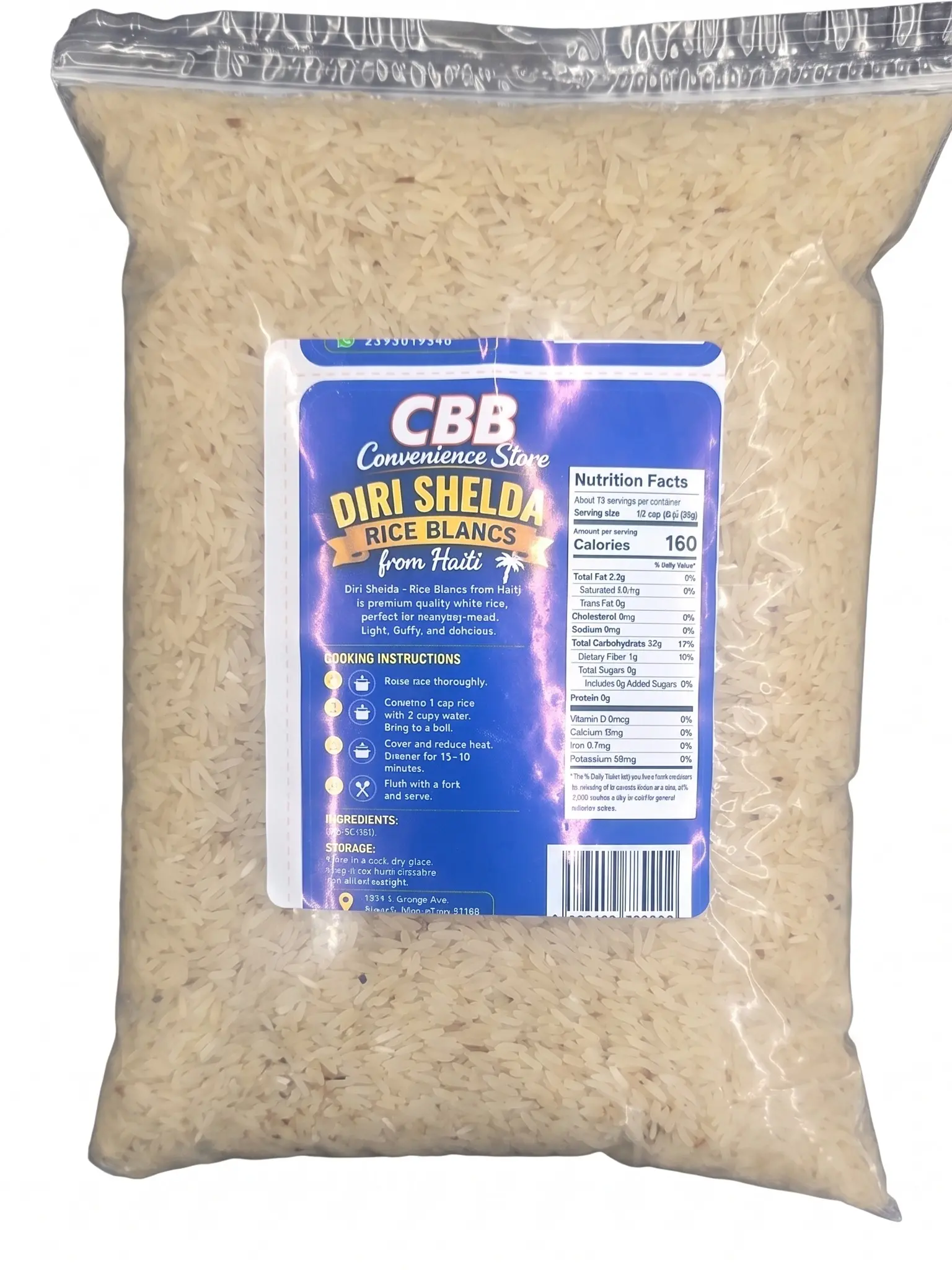 Shelda White Rice - Diri Shelda -from Haiti - 6lbs - yon Mamit