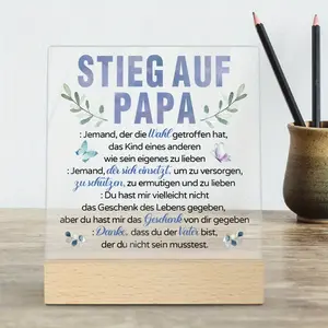 Father’s Day Gift Decorative Paulownia Plant Stand, Durable Wooden Base & Acrylic Material, Perfect for Home Office Decoration