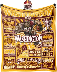 Football Blanket, Washington Blanket Gifts for Football Fans, Game Day Gift, Game Day Blanket280gsm