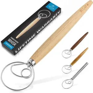 Danish Dough Whisk - Stainless Steel Dough Mixing Tool for Bread, Pastry, and Baking