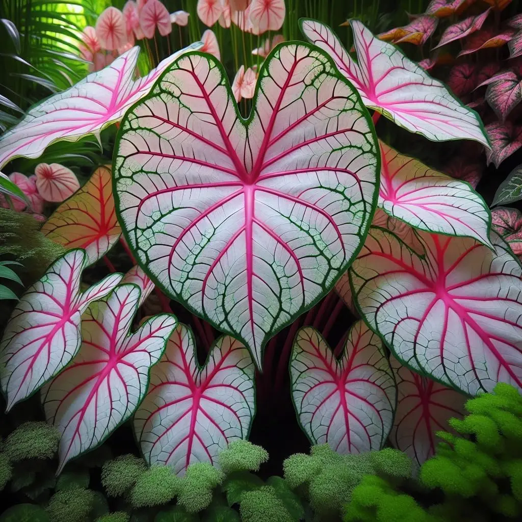 Fiesta Caladium Bulbs (2 Pack) for Planting - Perennial Garden Flower, Hosta, Elephant Ears, Fancy Grow-at-Home Flowers for Landscaping