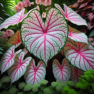 Fiesta Caladium 2 Bulbs for Planting - Perennial Hosta, Elephant Ears, Fancy (2 Bulbs)