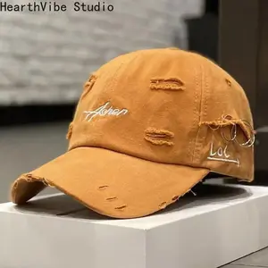 2026 Retro Torn Dad Hat - Faded Worn With Letter Embroidery, Unisex Sun Hat For Casual Outdoor