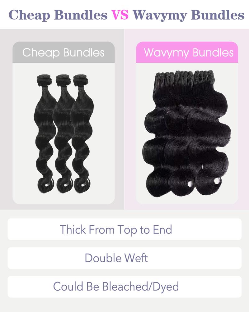 Wavymy Budget Fridendly Brazilian Virgin 100% Human Hair Bundles Yaki Straight Quick Weave Sew In/Glue In Viral Hair Bundles Natural Color