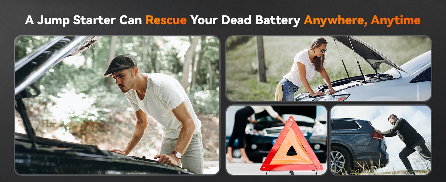 WOLFBOX 2000A Jump Starter 12000mAh Battery Jumper Starter Portable with LED Display 12V Car Battery Jump Starter Pack for 7L Gas 6L Diesel Engines with Booster LED Light Jumper Cables Lifetime Warranty