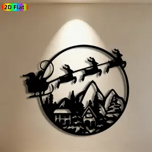 1pc Santa Reindeer Metal Wall Art, Festive Santa Reindeer Statue Mural, Ideal Gift for Christmas, New Year, Holiday Decor Enthusiasts,  Metal Wall Decor , Perfect for Outdoor Garden Fence & Indoor Living Room Wall, Christmas Decor Enthusiasts