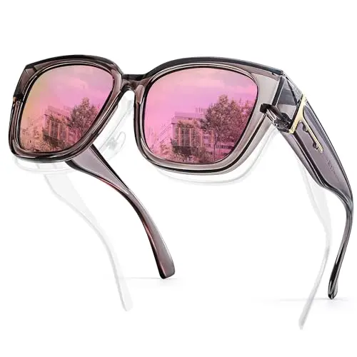 Transparent Grey Frame Pink Mirrore