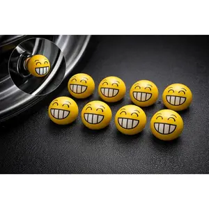 WOAOW 8PCS Fun Emoji Tire Valve Stem Caps, Durable Expression Face Valve Covers, Universal Fit Dustproof and Leakproof Valve Caps for Cars, Trucks, SUVs, Motorcycles, and Bicycles (NO.1)