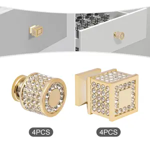 4 Pack Luxury Gold Cabinet Knobs Brushed Brass Drawer Knobs for Kitchen Hardware